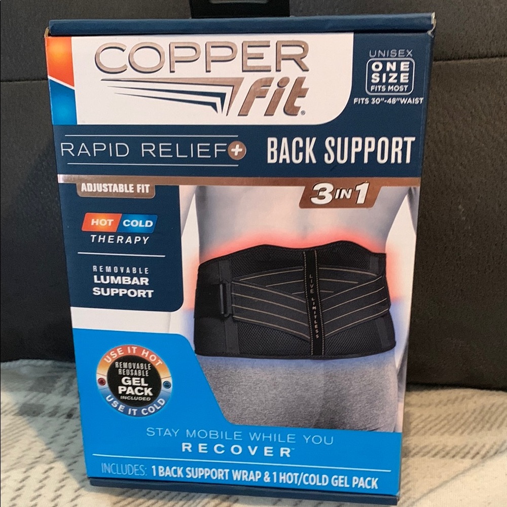 Copper Fit Back Support - Adjustable Back Brace with 3-in-1 Support: